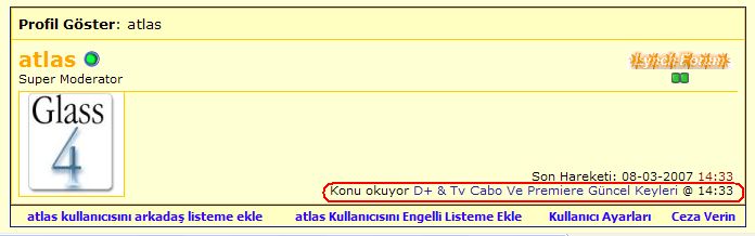 Üyenin profilde ne yaptigi görülmesin