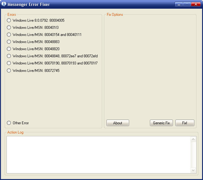 Messenger Error Fixer(msn hata onarir)