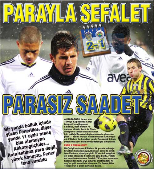 Basında Fenerbahçe manşetleri /